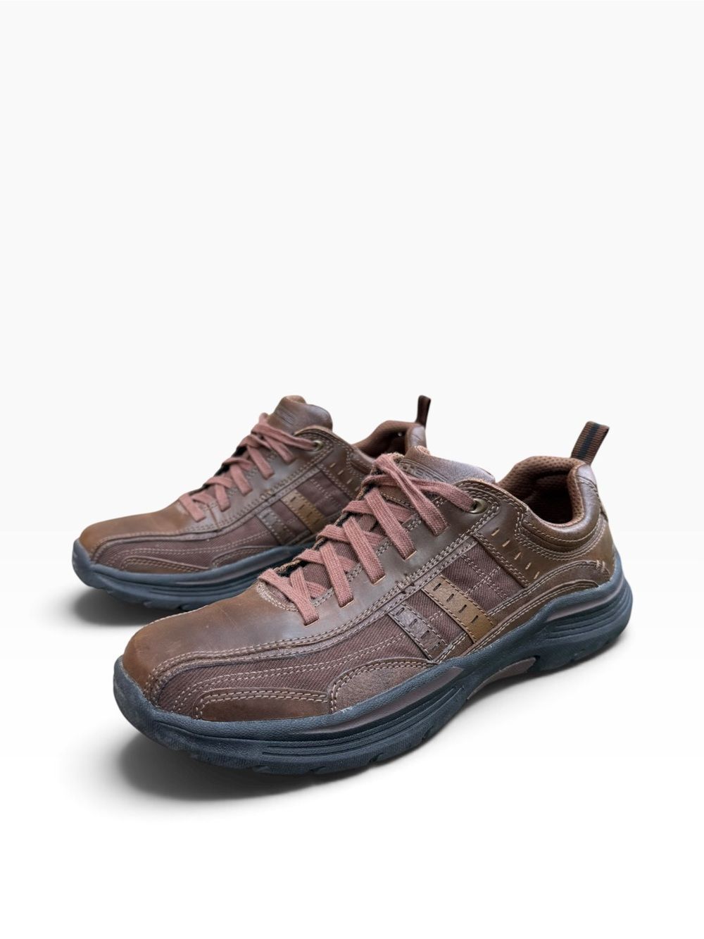 Skechers Relaxed Fit Expended Manden Brown Leather Shoes Size 9 - Picture 2 of 7